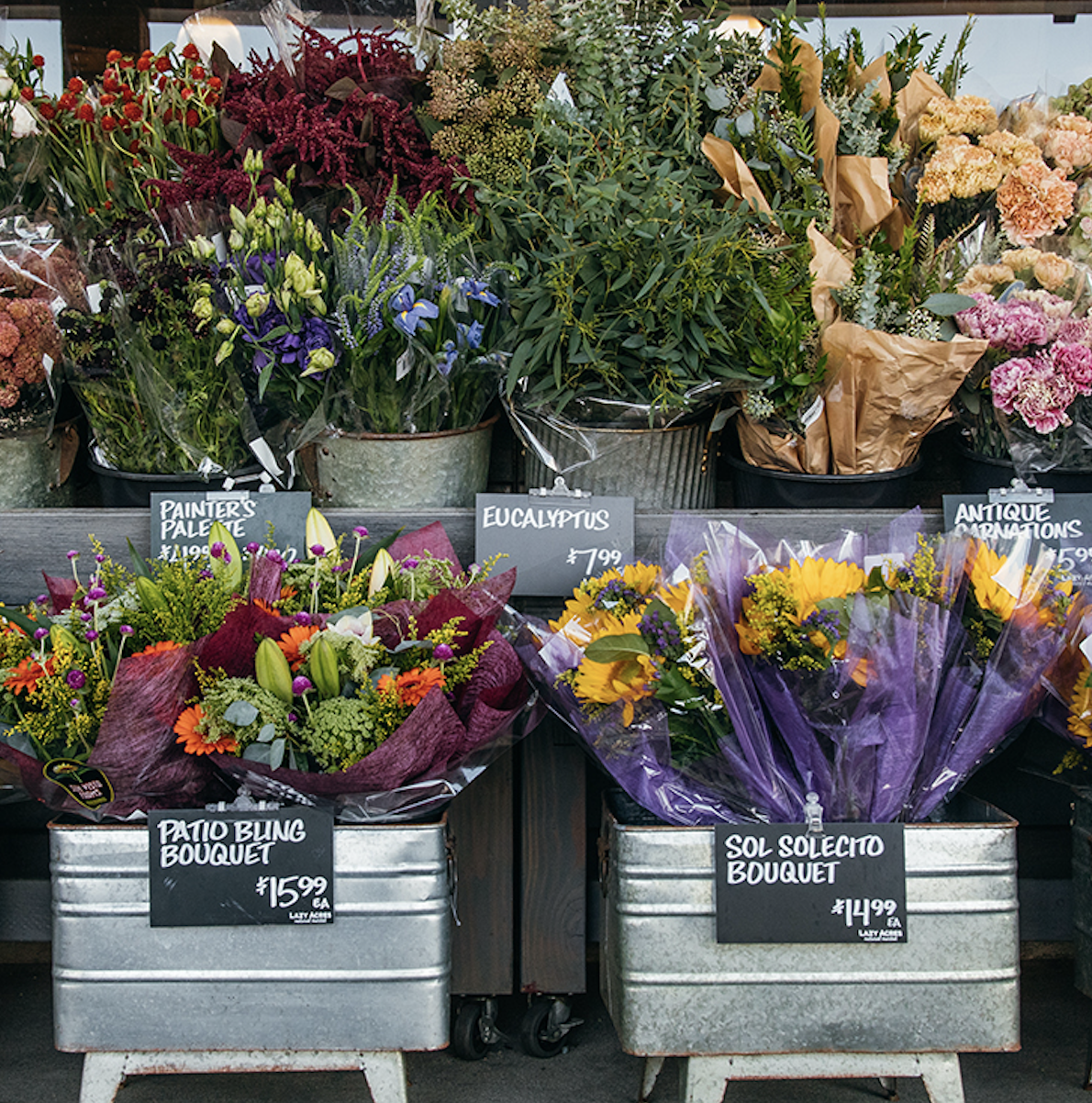 fresh cut flowers at lazy acres market 